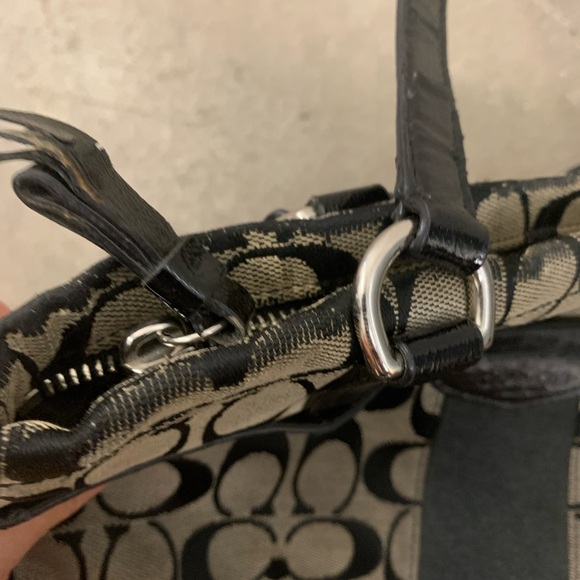 Vintage coach f28504 Coach Signature Black and Tan Tote Bag - Picture 3 of 9